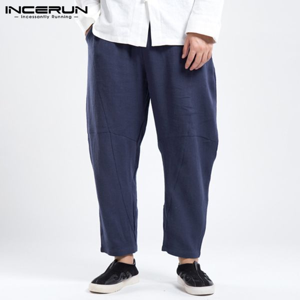 men's pants incerun mens leisure solid color baggy trousers loose breathable cotton pantalonges vintage elastic waist streetwear, Black
men's pants incerun mens leisure solid color baggy trousers loose breathable cotton pantalonges vintage elastic waist streetwear, Black
