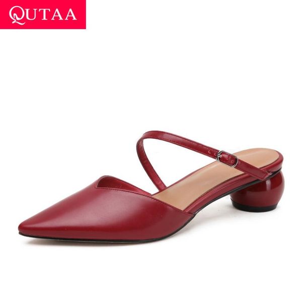 qutaa 2020 pointed toe quality cow leather ladies pumps thick middle heel sandals buckle summer slip on women shoes size 34-39, Black
qutaa 2020 pointed toe quality cow leather ladies pumps thick middle heel sandals buckle summer slip on women shoes size 34-39, Black