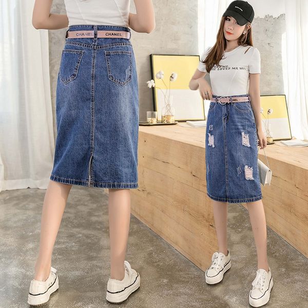 2020 a- line denim spring denim skirt mid-length korean style high waist fashionable versatile split a- line skirt for women, Black
2020 a- line denim spring denim skirt mid-length korean style high waist fashionable versatile split a- line skirt for women, Black