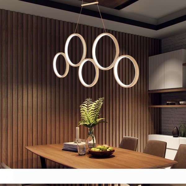Modern 5 3 Circle Rings Chandelier For Living Room Dining Room Bar White Brown Finished Home Deco Hanging Chandelier Fixture