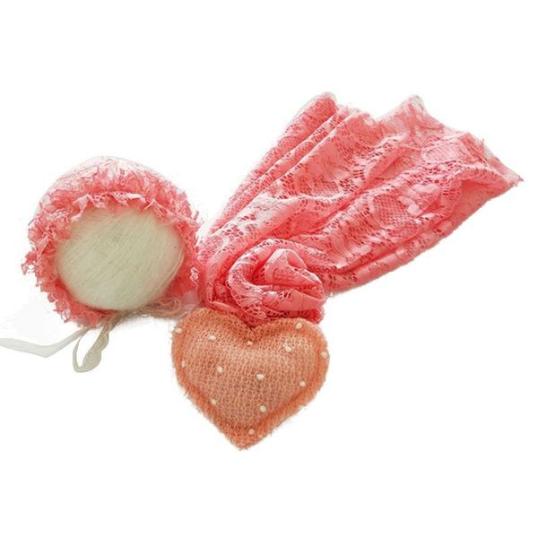 3pcs newborn pgraphy prop blanket hat baby pgraphy wrap props heart doll a2ub