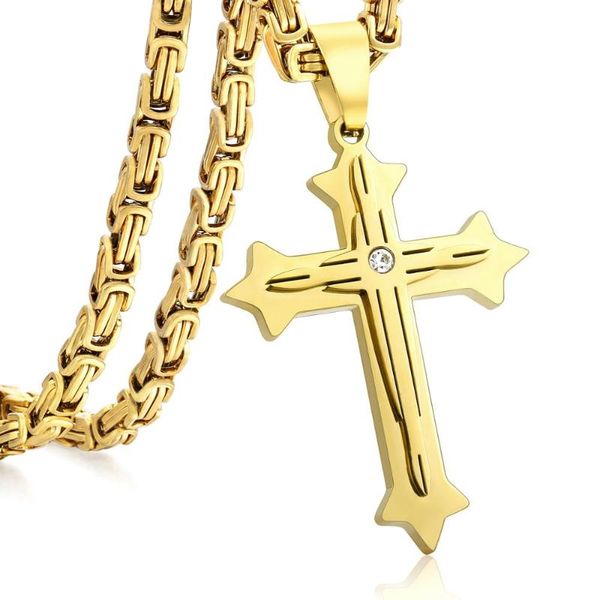 heavy byzantine chain cross pendant for men gold stainless steel male punk necklaces jewelry gift kp601a, Silver
heavy byzantine chain cross pendant for men gold stainless steel male punk necklaces jewelry gift kp601a, Silver