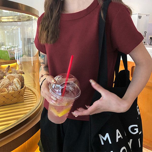 women's t-shirt solid color t shirts women summer cropped streetwear fashion tee short sleeve o neck slim fit basic l0832, White
women's t-shirt solid color t shirts women summer cropped streetwear fashion tee short sleeve o neck slim fit basic l0832, White