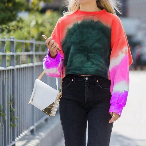women tie-dye pullover sweatshirt o-neck gradient contrast color long sleeve casual fashion streetwear female spring autumn top, Black
women tie-dye pullover sweatshirt o-neck gradient contrast color long sleeve casual fashion streetwear female spring autumn top, Black