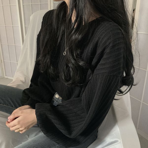 v neck lantern long sleeve knit pullover sweater women retro loose crazy style short mutlicolor pull femme autumn, White;black
v neck lantern long sleeve knit pullover sweater women retro loose crazy style short mutlicolor pull femme autumn, White;black