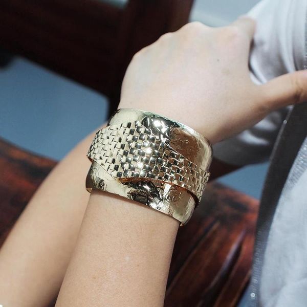 manilai fashion rough surface metal cuff bracelets accessories unique charm alloy opened bangles bracelets statement jewelry, Black
