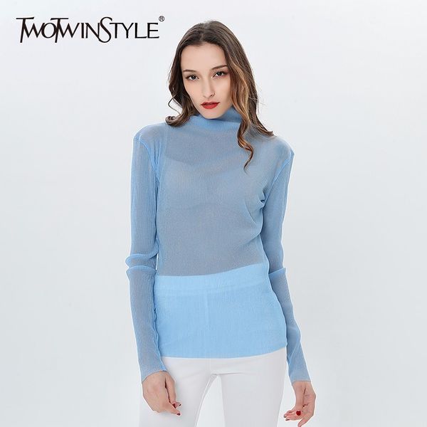 twotwinstyle long sleeve female t-shirt transparent t-shirts for women turtleneck underwear korean clothes spring 2020, White
twotwinstyle long sleeve female t-shirt transparent t-shirts for women turtleneck underwear korean clothes spring 2020, White