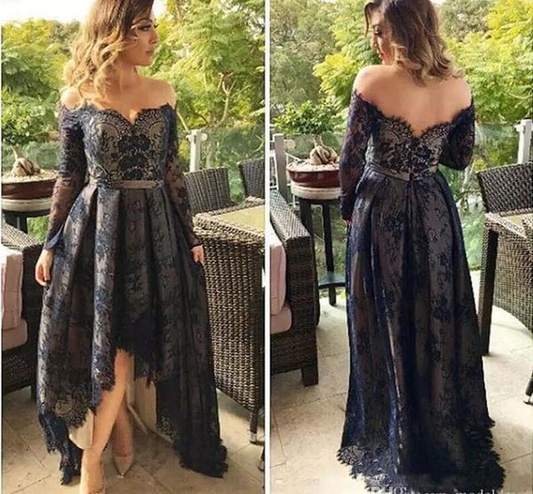 elegant long sleeves navy blue lace mother of the bridde dresses off shoulder a line high low evening dresses pageant party gowns b93, Black;red
elegant long sleeves navy blue lace mother of the bridde dresses off shoulder a line high low evening dresses pageant party gowns b93, Black;red