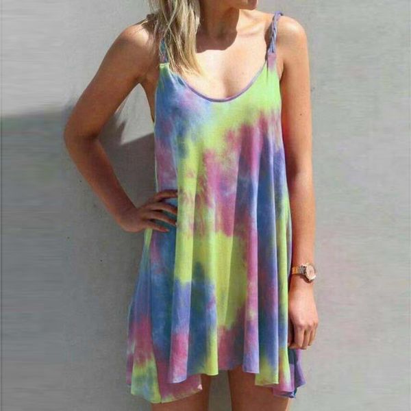 casual dresses women's tie-dye spaghetti strap braid pattern sleeveless knee length home clothes ladies, Black;gray
casual dresses women's tie-dye spaghetti strap braid pattern sleeveless knee length home clothes ladies, Black;gray