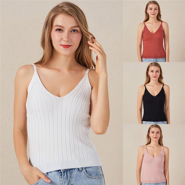 fashion women knitted summer sleeveless cropped vest slim sling knitted tank v-neck plain camisole elastic slim, White
fashion women knitted summer sleeveless cropped vest slim sling knitted tank v-neck plain camisole elastic slim, White