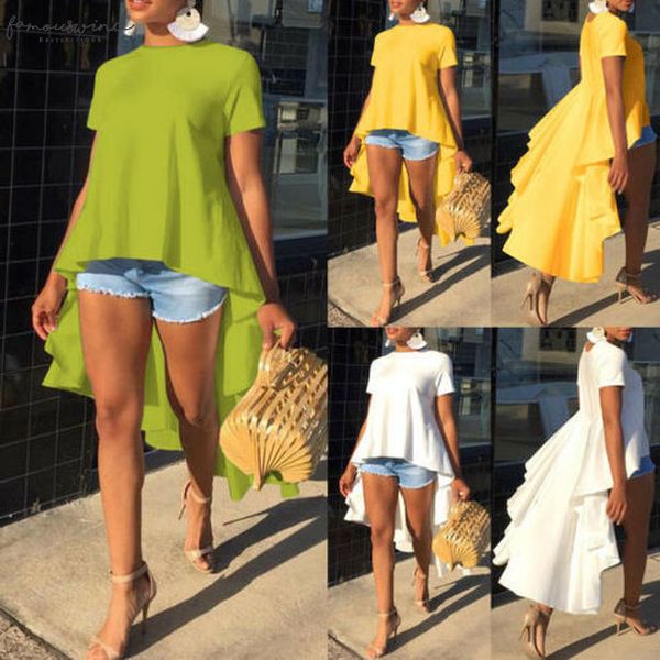 fashion solid womens ladies solid casual loose short sleeve tunic long tail blouse plus size summer, White
fashion solid womens ladies solid casual loose short sleeve tunic long tail blouse plus size summer, White