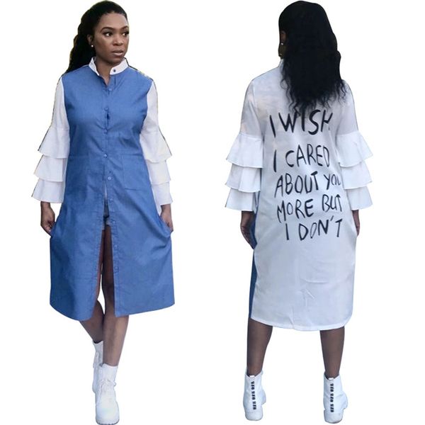 для женщин рюшами рукава сексуальное платье осень зима stand collar письмо кнопка повседневные платья женщина демин заплатки модная одежда, Black;gray
для женщин рюшами рукава сексуальное платье осень зима stand collar письмо кнопка повседневные платья женщина демин заплатки модная одежда, Black;gray