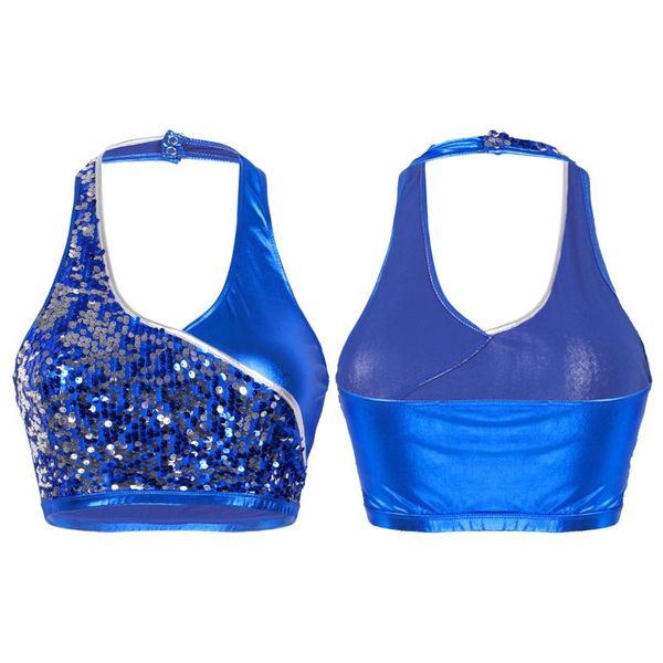 womens femme lyrical dance holographic clothes shiny metallic sequined low back bustier vest crop for raves dancing clubwear, Black;red 
womens femme lyrical dance holographic clothes shiny metallic sequined low back bustier vest crop for raves dancing clubwear, Black;red