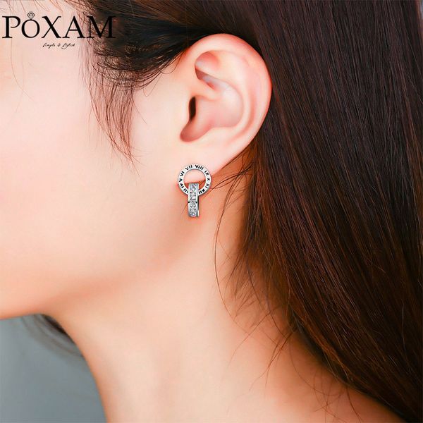 poxam fashion luxury roman numerals round intersect crystal small stud earrings for women man punk boy girl earring 202055, Golden;silver
poxam fashion luxury roman numerals round intersect crystal small stud earrings for women man punk boy girl earring 202055, Golden;silver