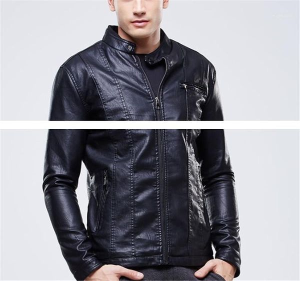 pure color clothing mens pu leather stand collar jackets long sleeved zipper jacket with pockets mens autumn casual, Black
pure color clothing mens pu leather stand collar jackets long sleeved zipper jacket with pockets mens autumn casual, Black