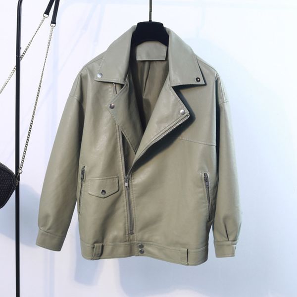 zipper pu jacket coat for women autumn winter faux soft leather overcoat feamle streetwear turndown collar moto biker punk coat, Black
zipper pu jacket coat for women autumn winter faux soft leather overcoat feamle streetwear turndown collar moto biker punk coat, Black