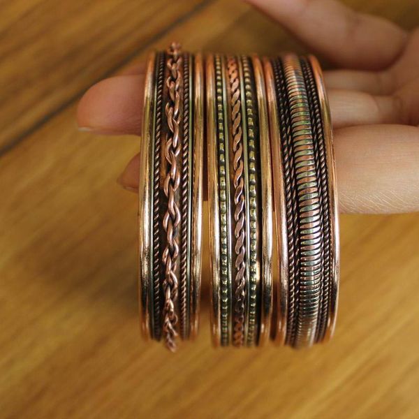 br054 handmade india 3 color copper 13mm braided magnetic ethnic tibetan open back adjustable bangle, Black
br054 handmade india 3 color copper 13mm braided magnetic ethnic tibetan open back adjustable bangle, Black