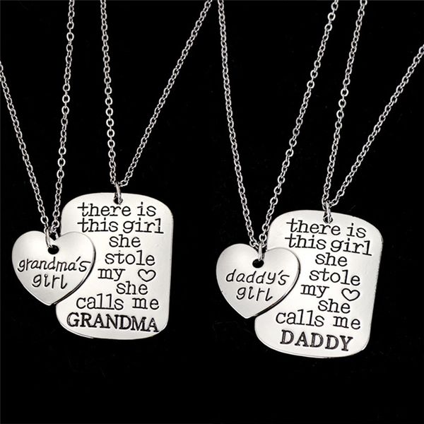 pinksee 1 set simple fashion "daddy's/mommy's girl" letters geometric heart shaped pendant necklace family jewelry gifts, Silver
pinksee 1 set simple fashion "daddy's/mommy's girl" letters geometric heart shaped pendant necklace family jewelry gifts, Silver