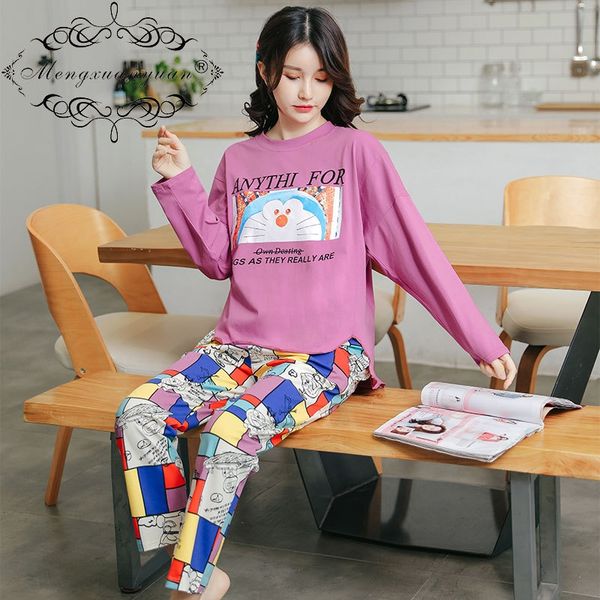 autumn female cute cartoon dingdang cat pattern can be worn outside clothes and pajamas pajamas home clothes, Blue;red
autumn female cute cartoon dingdang cat pattern can be worn outside clothes and pajamas pajamas home clothes, Blue;red