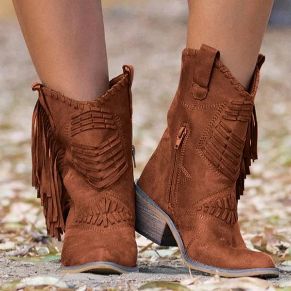 2020 boots women boho flock fringe women boots fringe low heels woman mid-calf solid boot woman tassel botas mujer female shoes, Black
2020 boots women boho flock fringe women boots fringe low heels woman mid-calf solid boot woman tassel botas mujer female shoes, Black