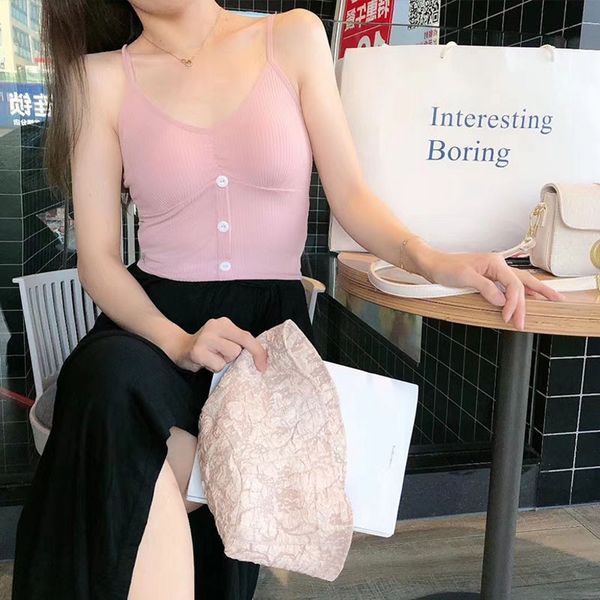 camisoles & tanks thin threaded knitted cotton women camisole summer button removable chest pad underwear v-neck tank, Black;white
camisoles & tanks thin threaded knitted cotton women camisole summer button removable chest pad underwear v-neck tank, Black;white