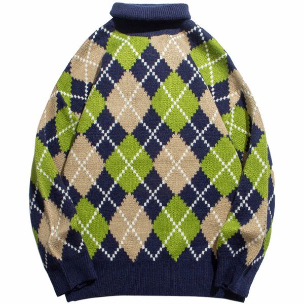 men hip hop turtleneck knitted jumper pull sweaters vintage retro argyle streetwear harajuku autumn casual pullovers fashion top, White;black
men hip hop turtleneck knitted jumper pull sweaters vintage retro argyle streetwear harajuku autumn casual pullovers fashion top, White;black
