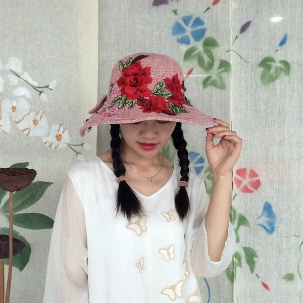 sunshade sun sun national style three-dimensional embroidery flower big brim fisherman hat sunscreen outdoor big edge basin hat, Blue;gray
sunshade sun sun national style three-dimensional embroidery flower big brim fisherman hat sunscreen outdoor big edge basin hat, Blue;gray