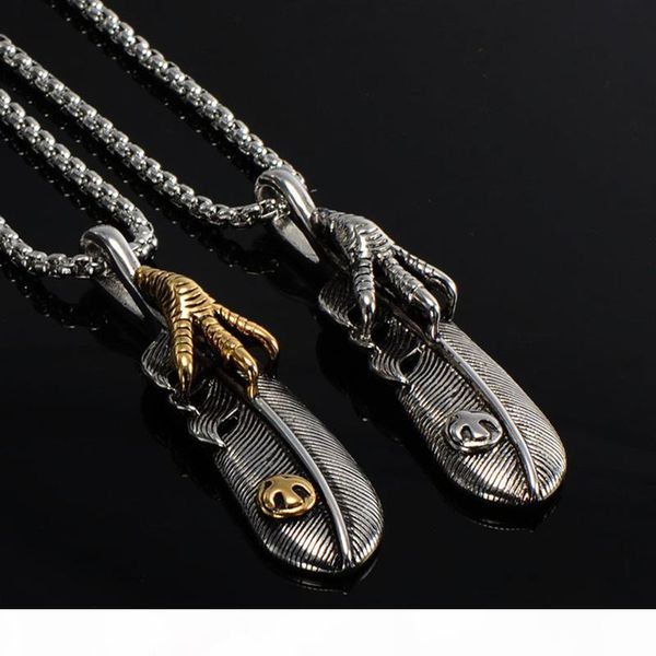 a titanium steel feather eagle claw pendant chains necklace for mens trendy japan goro 's joyas male bijoux, Silver
a titanium steel feather eagle claw pendant chains necklace for mens trendy japan goro 's joyas male bijoux, Silver