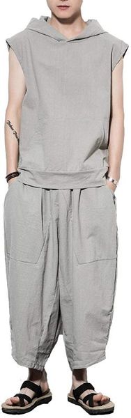 shanghai story sleeveless hooded t-shirt&pants men breathable cotton linen sportswear harajuku japanese style set, Gray
shanghai story sleeveless hooded t-shirt&pants men breathable cotton linen sportswear harajuku japanese style set, Gray