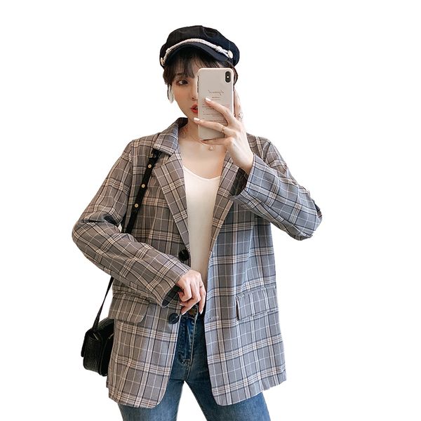 women's jacket new 2020 autumn slim fashion casual temperament loose plaid single breasted small suit women h00180, Black;brown
women's jacket new 2020 autumn slim fashion casual temperament loose plaid single breasted small suit women h00180, Black;brown