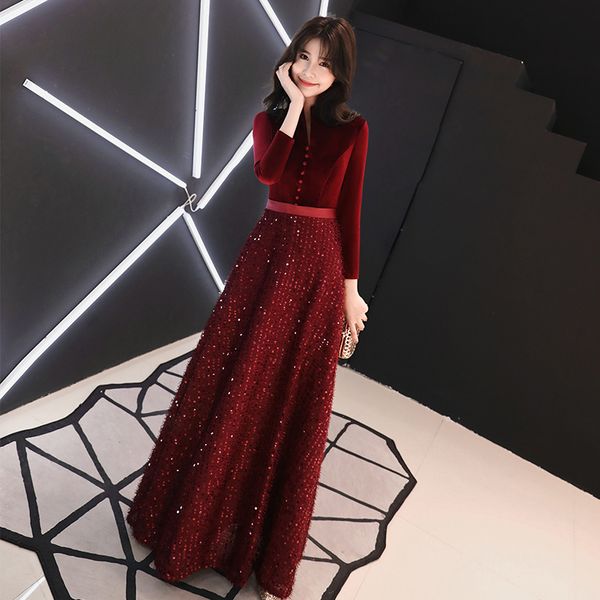 ethnic clothing velour patchwork long evening party dress gown sequined bling button formal dresses v-neck elegant banquet, Red
ethnic clothing velour patchwork long evening party dress gown sequined bling button formal dresses v-neck elegant banquet, Red