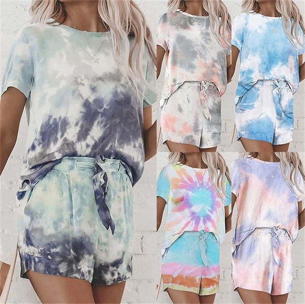women tie-dye tshirt and shorts set tracksuit short sleeve + shorts two-piece clothing suit dressing gown summer ladies pajamas sets ly710, White
women tie-dye tshirt and shorts set tracksuit short sleeve + shorts two-piece clothing suit dressing gown summer ladies pajamas sets ly710, White