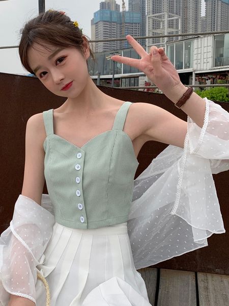 trendy elegant style camisole women's outer wear coat coat short plaid hipster sleeveless fashion, Camo
trendy elegant style camisole women's outer wear coat coat short plaid hipster sleeveless fashion, Camo