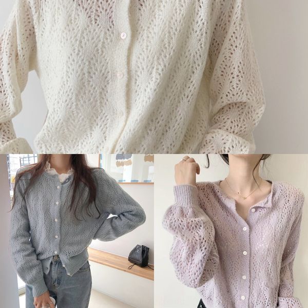 korean chic gentle purple sweater cardigan short temperament round neck hollow sweater women's spring outer thin, White
korean chic gentle purple sweater cardigan short temperament round neck hollow sweater women's spring outer thin, White