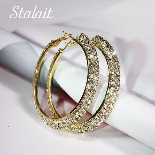 luxury jewelry double crystal hoop earrings diameter 30-70mm trendy gold/silver color hoop earrings for women girl wedding gift, Golden;silver
luxury jewelry double crystal hoop earrings diameter 30-70mm trendy gold/silver color hoop earrings for women girl wedding gift, Golden;silver