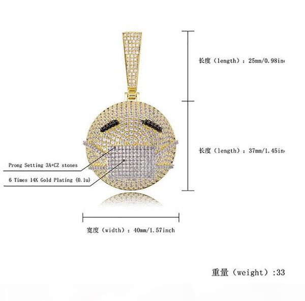 d 14k gold plated hip hop copper cz emoji mask on pendant necklace cubic zircon bling bling for men women jewelry, Silver
d 14k gold plated hip hop copper cz emoji mask on pendant necklace cubic zircon bling bling for men women jewelry, Silver
