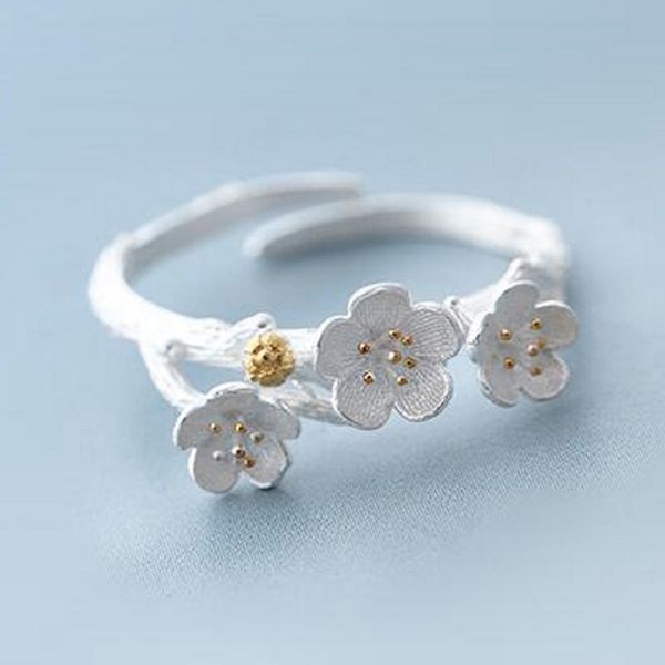 2020 the cherry blossom branch rings for women adjustable flower finger ring women ring, Silver
2020 the cherry blossom branch rings for women adjustable flower finger ring women ring, Silver