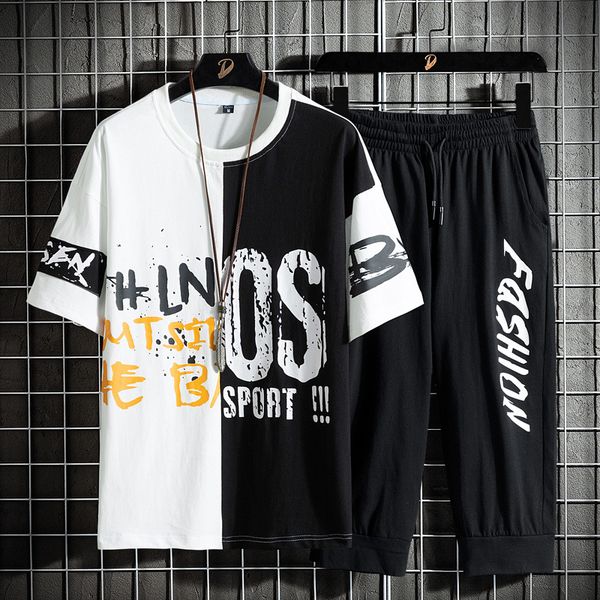 short-sleeved t-shirt men's loose casual cropped pants suit summer new letter printing with hip-hop style trendy student wear, Gray
short-sleeved t-shirt men's loose casual cropped pants suit summer new letter printing with hip-hop style trendy student wear, Gray
