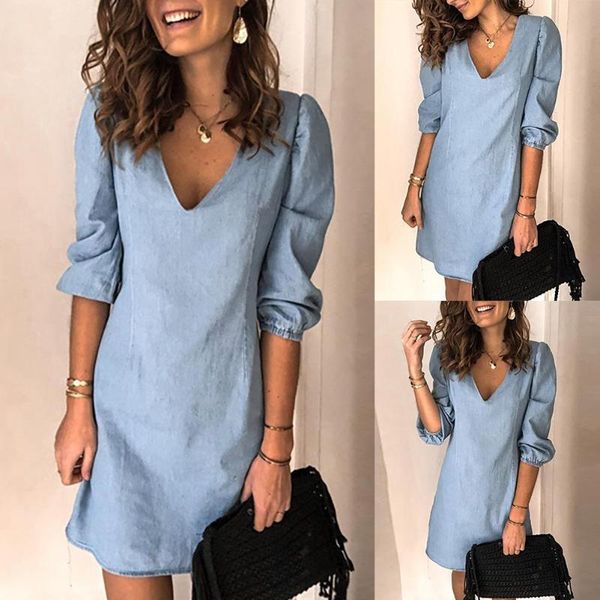 plus size dresses women casual solid color v neck half sleeve elastic cuff loose mini denim dress ladies loose mini denim dress, White;black
plus size dresses women casual solid color v neck half sleeve elastic cuff loose mini denim dress ladies loose mini denim dress, White;black