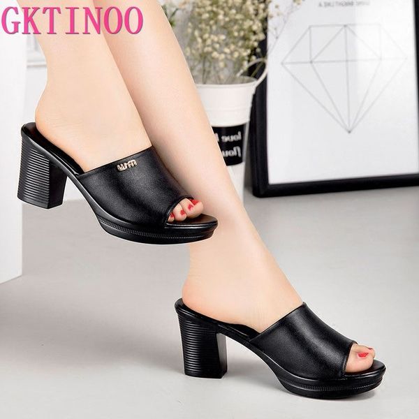 gktinoo women high heel summer peep toe platform mules ladies genuine leather slippers female slip on sandals shoes, Black 
gktinoo women high heel summer peep toe platform mules ladies genuine leather slippers female slip on sandals shoes, Black
