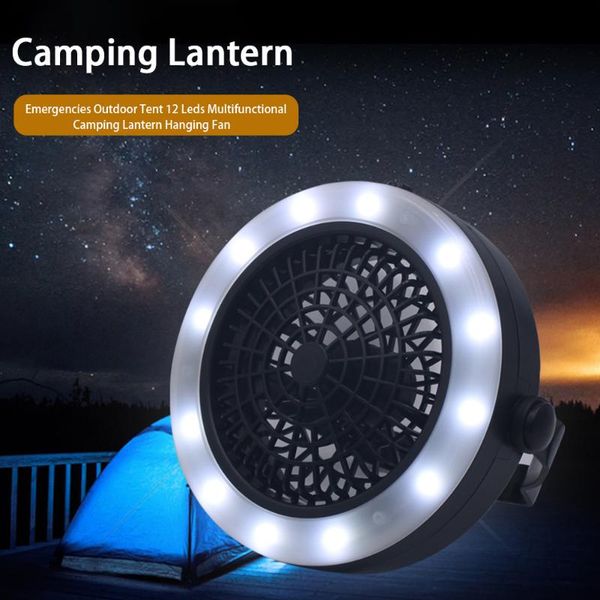 Hanging Fan 2 In 1 Camping Lantern Portable Hook Fishing Multifunctional Survival 12 Leds Outdoor Tent Mini Hiking Emergencies