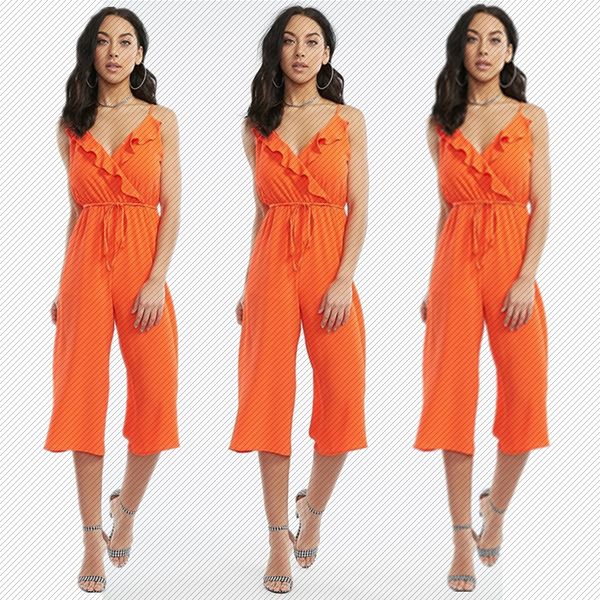 h8813 new selling selling deep v-neck short sleeve loose waist strap jumpsuit wooden ear, Gray
h8813 new selling selling deep v-neck short sleeve loose waist strap jumpsuit wooden ear, Gray