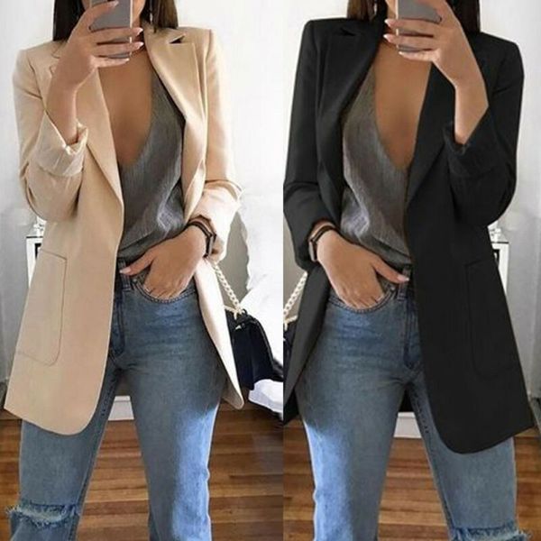 women's jackets women solid color long sleeve turn-down collar slim coat lady business jacket suit 2021 est trendy, Black;brown
women's jackets women solid color long sleeve turn-down collar slim coat lady business jacket suit 2021 est trendy, Black;brown