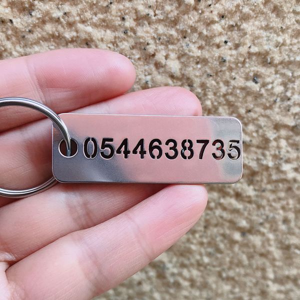 car engraved phone number key chains dog id tag stainless steel custom made friend gift for stainless steel lost recovery card, Silver
car engraved phone number key chains dog id tag stainless steel custom made friend gift for stainless steel lost recovery card, Silver