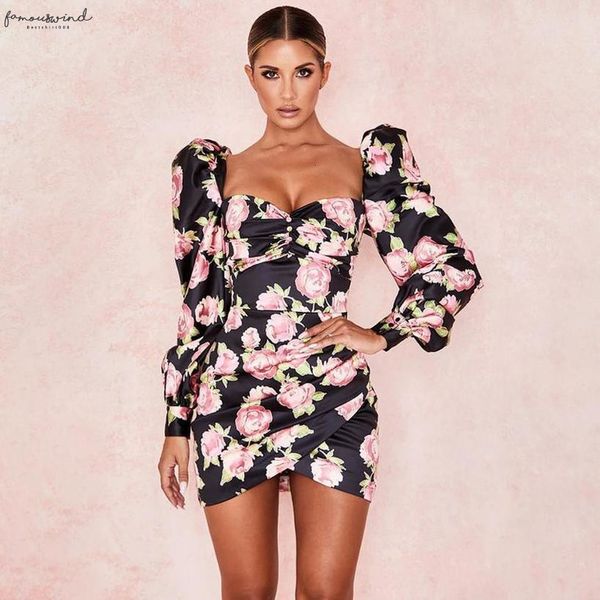 square collar floral print backless dress chic fashion strapless button puff sleeve mini dresses fall 2020, Black;gray
square collar floral print backless dress chic fashion strapless button puff sleeve mini dresses fall 2020, Black;gray