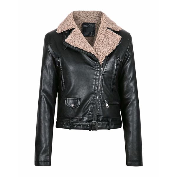 women fur faux leather jacket coat with belt turn down collar ladies 2020 winter warm motorcycle street leather jacket, Black
women fur faux leather jacket coat with belt turn down collar ladies 2020 winter warm motorcycle street leather jacket, Black