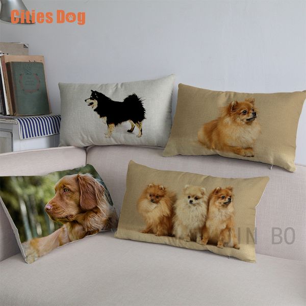 

finnish spitz dog waist pillows cushion cover new year decorative sofa valentine's day gift 30x50 cm lumbar pillow case almofada