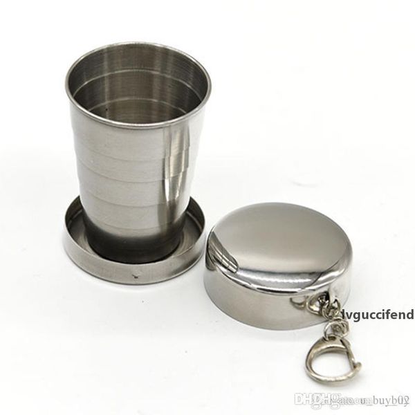 100 pcs stainless steel portable outdoor travel camping folding foldable collapsible cup 75ml with key ring 
100 pcs stainless steel portable outdoor travel camping folding foldable collapsible cup 75ml with key ring