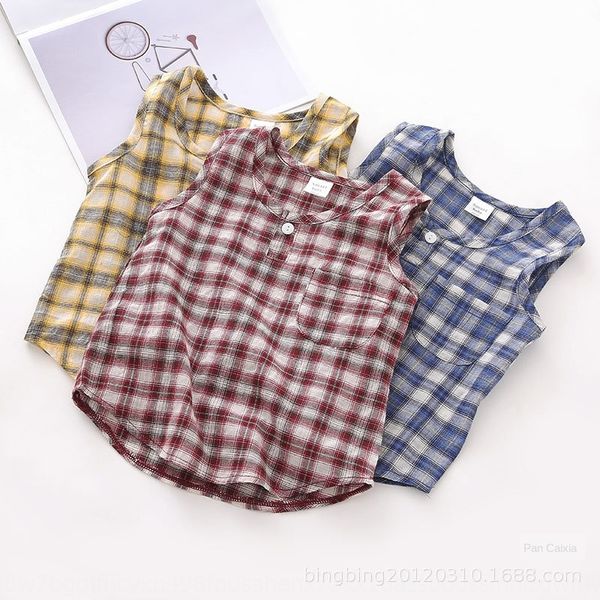 summer 2020 pure cotton plaid for boys and girls 100-140 children leisure camisole mj921 vest vest, Blue
summer 2020 pure cotton plaid for boys and girls 100-140 children leisure camisole mj921 vest vest, Blue