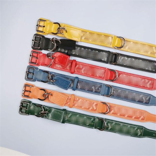 

6 Colors Leather Pet Collar Leashes INS Fashion Printed Bulldog Collar Festival Gift for Pets Trendy Leashes
